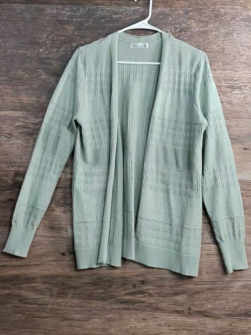 89th & Madison Light Green Open-Front Knit Cardigan